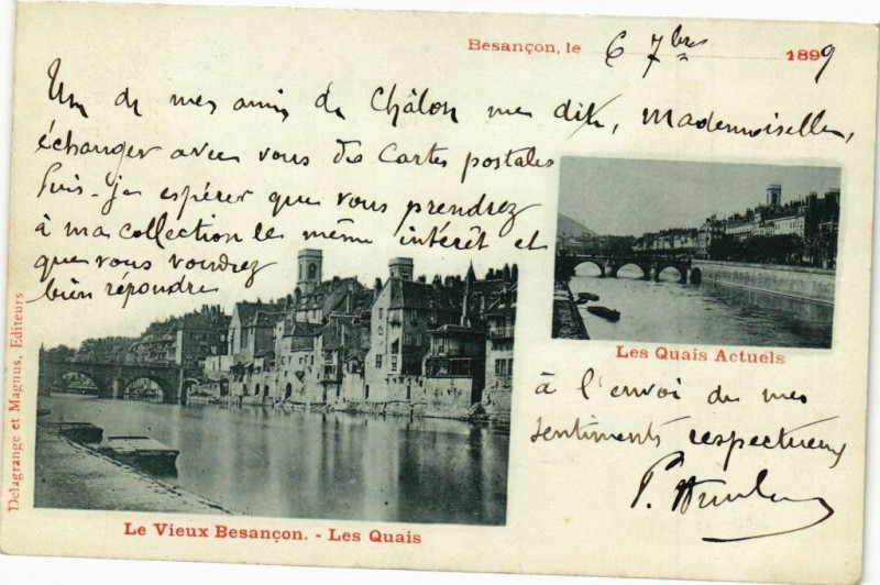 Carte postale ancienne [SOLD] Cpa Besancon - Le Vieux Besancon - Les Quais - Les Quais Actuels à Besançon