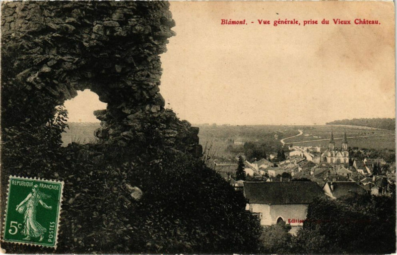 Carte postale ancienne Blamont - Vue générale prise du Vieux Chateau à Blamont