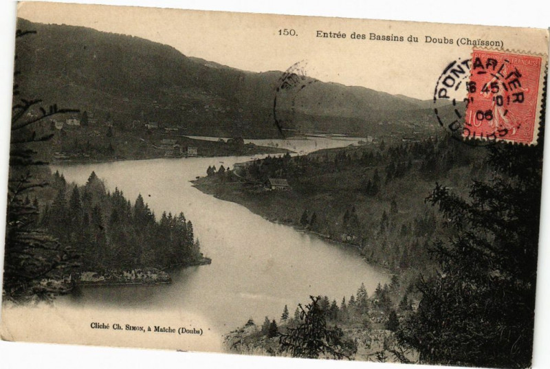 Carte postale ancienne Entrée des Bassins du Doubs (Chaisson) à Doubs