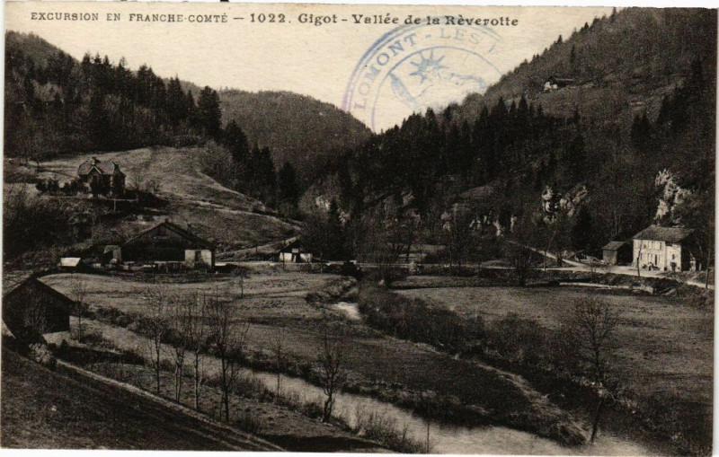 Carte postale ancienne Excursion en Franche-Comté - Gigot - Vallée de la Réverotte