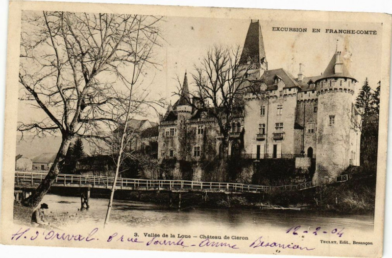 Carte postale ancienne Vallée de la Loue - Chateau de Cleron à Cléron