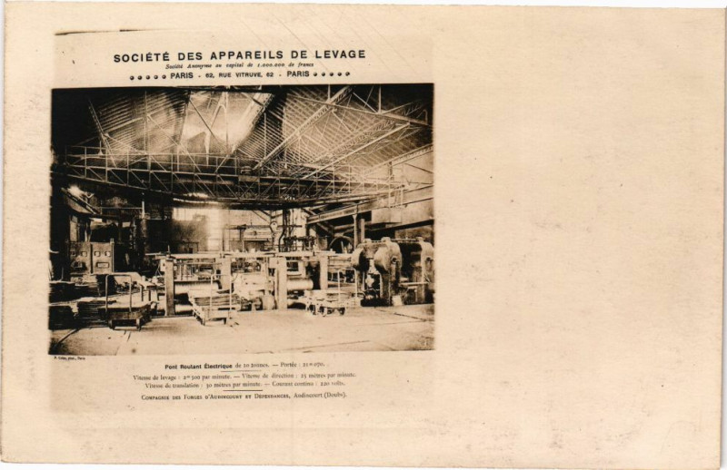 Carte postale ancienne Audincourt - Pont roulant électrique carte photo à Audincourt