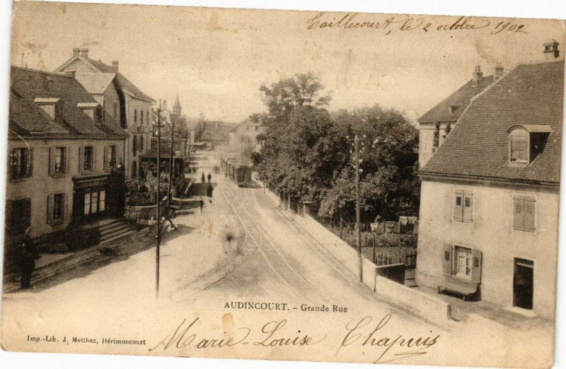 Carte postale ancienne Audincourt - Grande rue à Audincourt
