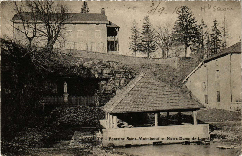 Carte postale ancienne Dampierre-sur-Linotte - Fontaine Saint-Maimboeuf et N.-D. à Dampierre-sur-Linotte
