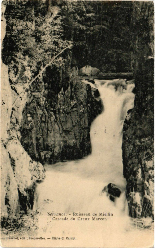 Carte postale ancienne Servance - Ruisseau de Miellin - Cascade du Creux Marcot