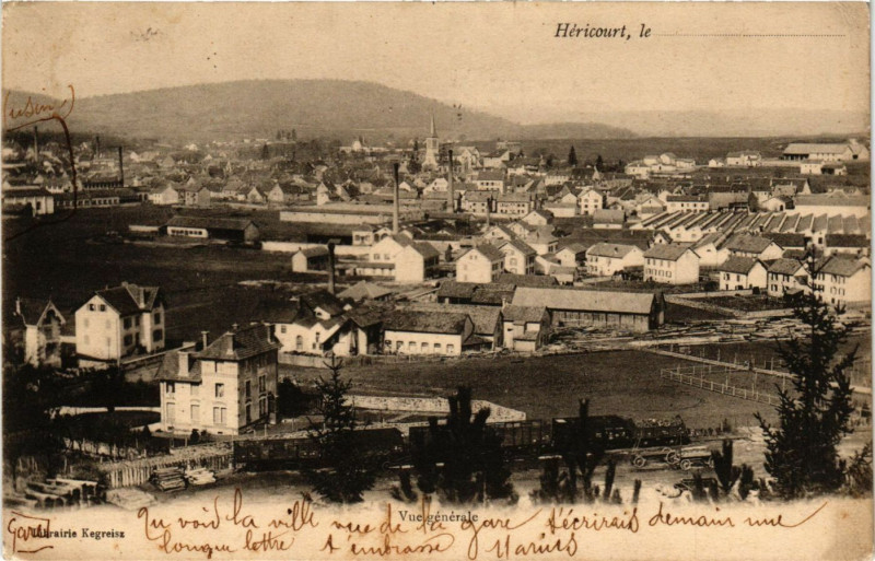 Carte postale ancienne Hericourt - Vue générale à Héricourt