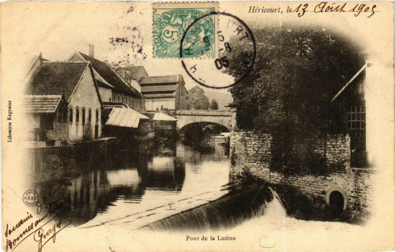 Carte postale ancienne Hericourt - Pont de la Luzine à Héricourt