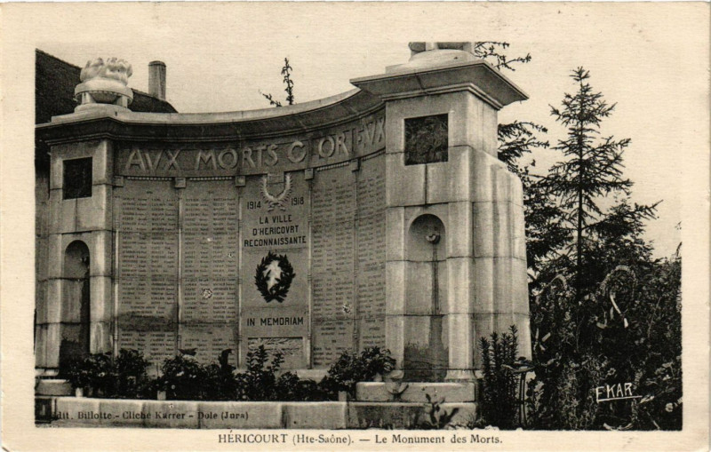 Carte postale ancienne Hericourt - Le Monument des Morts à Héricourt