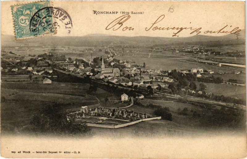 Carte postale ancienne Ronchamp - Vue générale à Ronchamp
