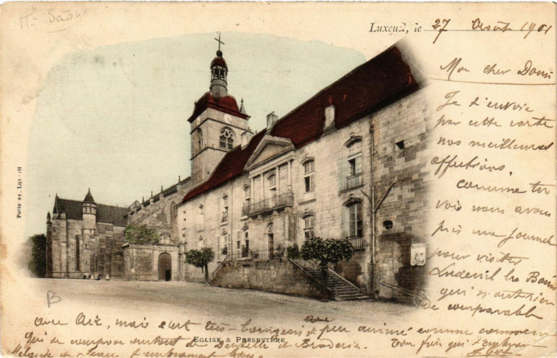 Carte postale ancienne Luxeuil-les-Bains - Eglise & Presbytere à Luxeuil-les-Bains