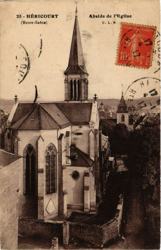 Carte postale ancienne Hericourt - Abside de Eglise à Héricourt