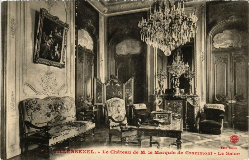Carte postale ancienne Villersexel - Le Chateau de M. Marquis de Grammont - Le Salon à Villersexel