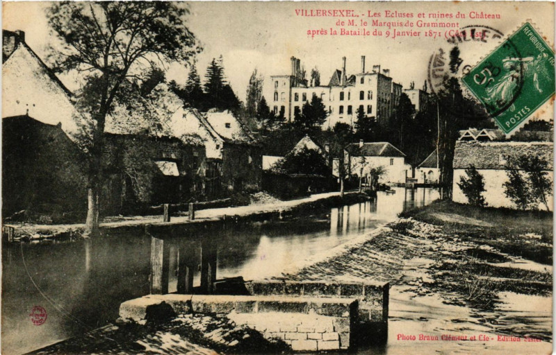 Carte postale ancienne Villersexel - Les Ecluses et Ruines du Chateau à Villersexel