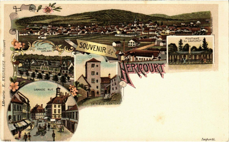 Carte postale ancienne Litho Hericourt - Souvenir à Héricourt