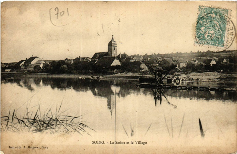 Carte postale ancienne Soing - La Saone et Village