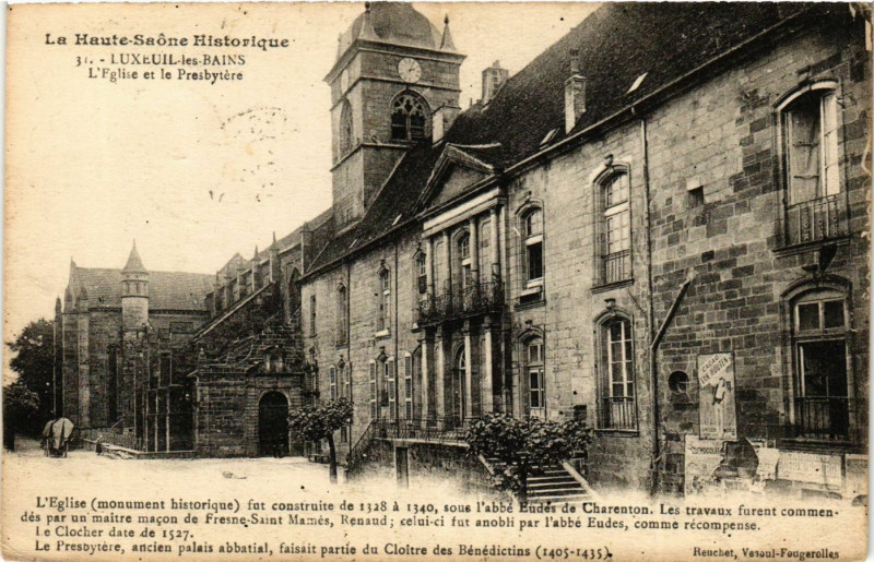 Carte postale ancienne La Haute - Saone -Luxeuil-les-Bains - L Eglise et la Presbytere à Luxeuil-les-Bains