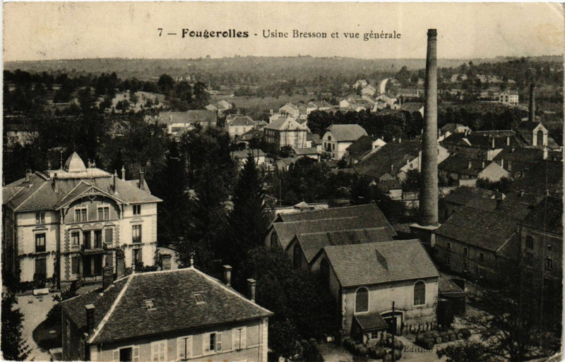 Carte postale ancienne Fougerolles - Usine Bresson et vue générale à Ouge