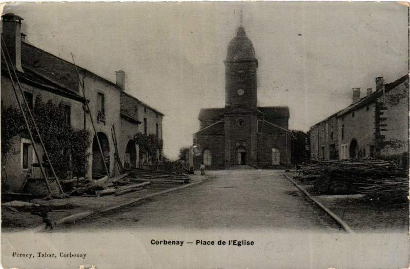 Carte postale ancienne Place de l'Eglise à Corbenay