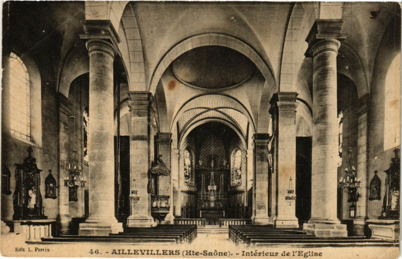 Carte postale ancienne Aillevillers (Hte-Savoie) - Interieur de l'Eglise