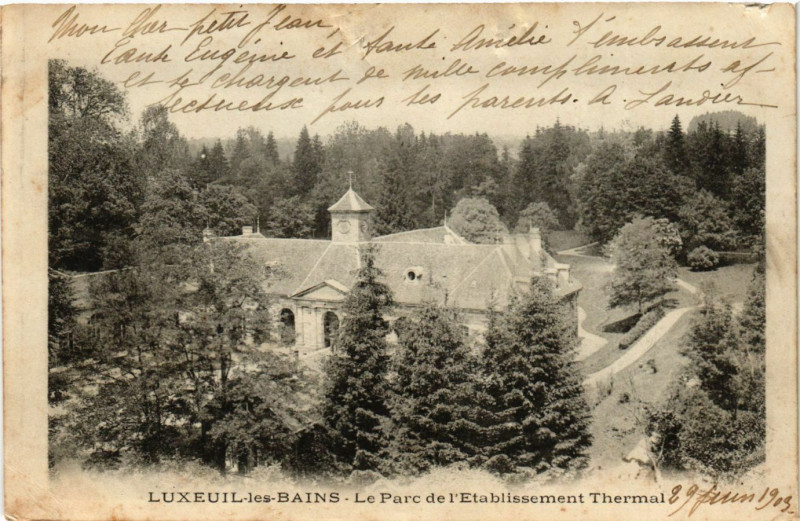 Carte postale ancienne Luxeuil-les-Bains - Le Parc de l'Etabl. Thermal à Luxeuil-les-Bains