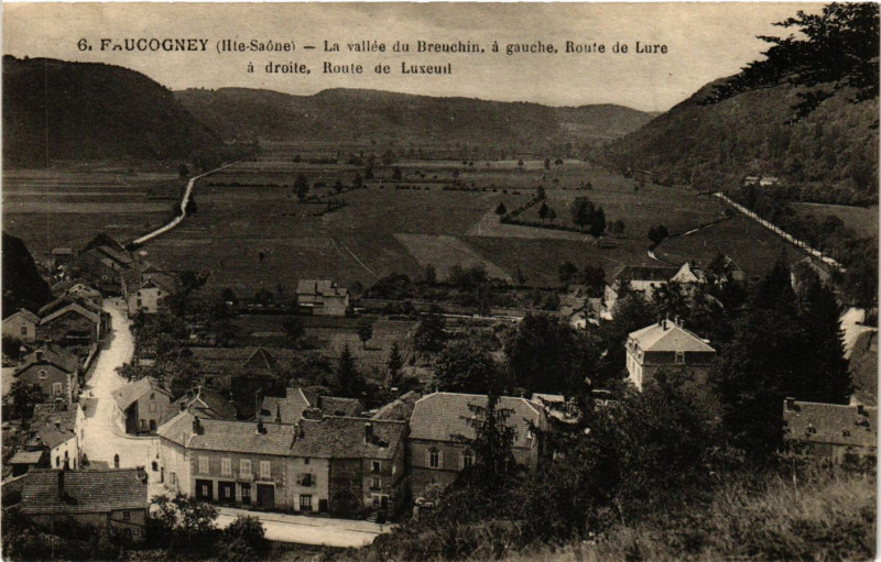 Carte postale ancienne Faucogney - La vallée du Branchin agauche Route de