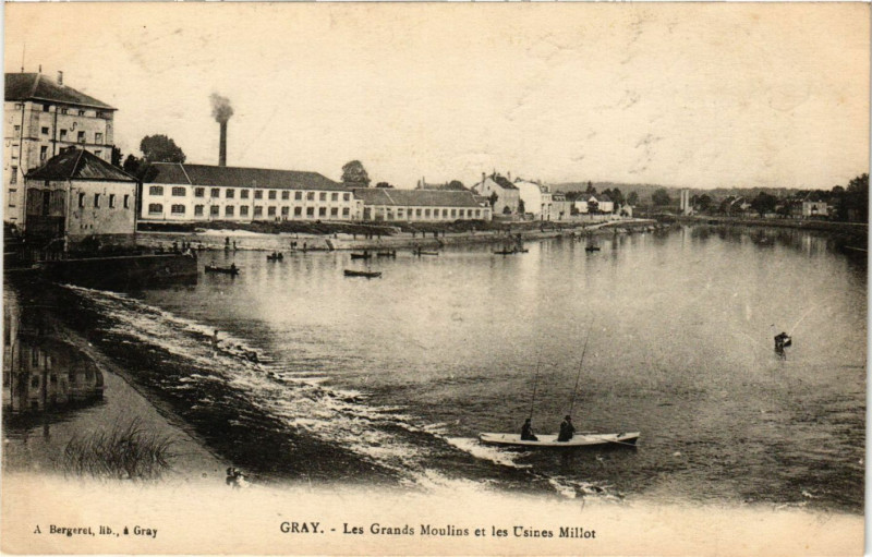 Carte postale ancienne Gray - Les Grande Mouiles et les Usines Millor à Gray