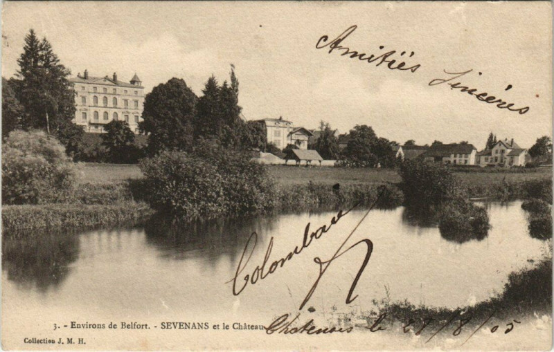 Carte postale ancienne Env. de Belfort - Sevenans et le Chateau à Belfort