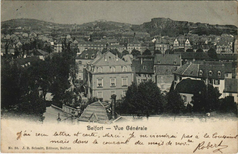 Carte postale ancienne Belfort - Vue générale à Belfort