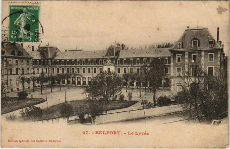 Carte postale ancienne Belfort - Le Lycée à Belfort