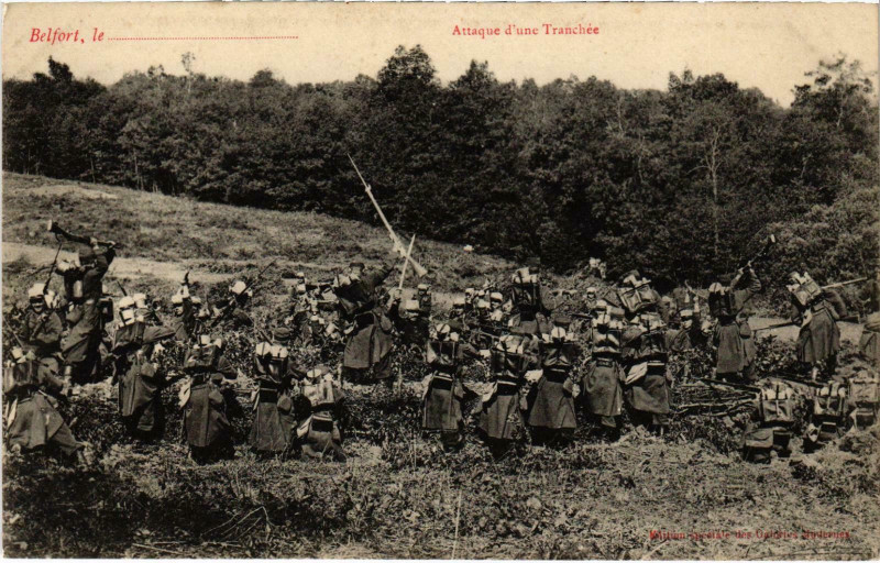 Carte postale ancienne Militaire - Belfort - Attaque d'une Tranchée à Belfort