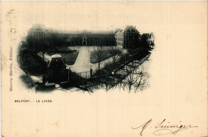Carte postale ancienne Belfort - Le Lycée à Belfort