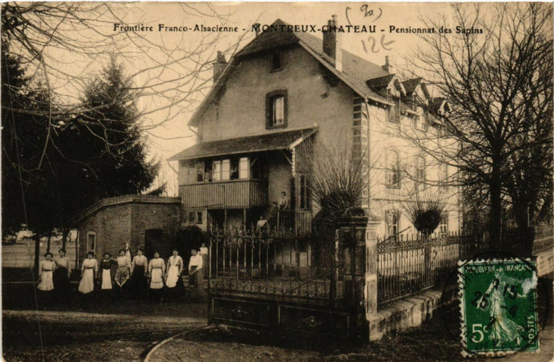 Carte postale ancienne Frontiére Franco-Alsacienne - Montreux-Chateau - Pensionnas des... à Montreux-Château