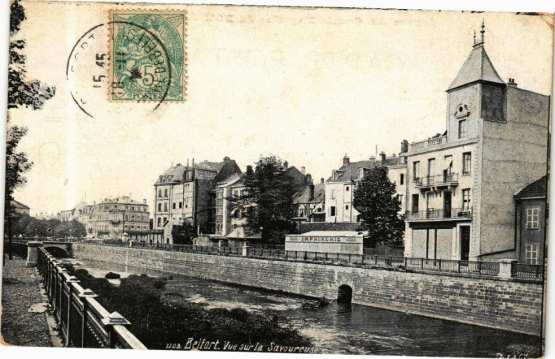 Carte postale ancienne Ed. Aqua 1203 Belfort Vue sur la Savoureuse à Belfort