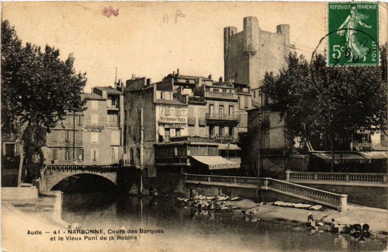 Carte postale ancienne Narbonne Cours des Barques à Narbonne