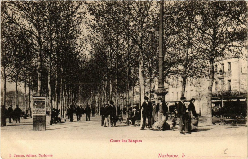 Carte postale ancienne Narbonne Cours des Barques à Narbonne