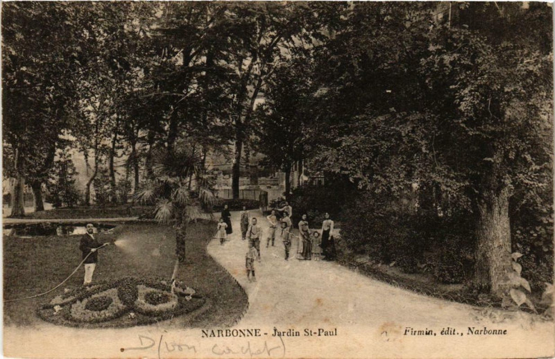 Carte postale ancienne Narbonne Jardin Saint-Paul à Narbonne