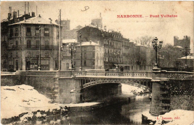 Carte postale ancienne Narbonne Pont Voltaire à Narbonne