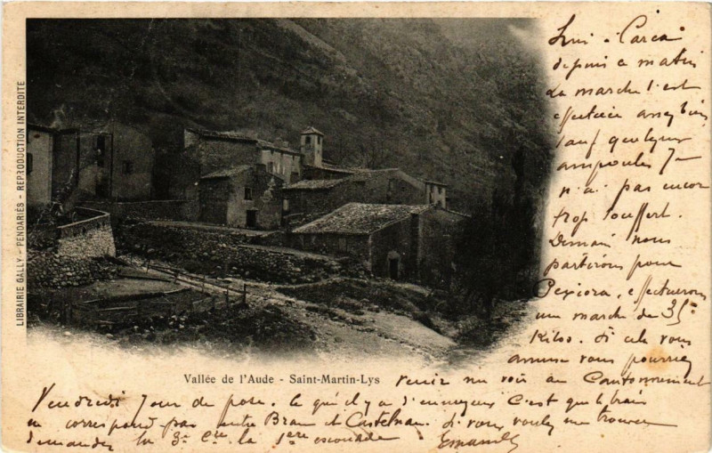 Carte postale ancienne Vallée de l'Aude Saint-Martin-Lys à Saint-Martin-Lys
