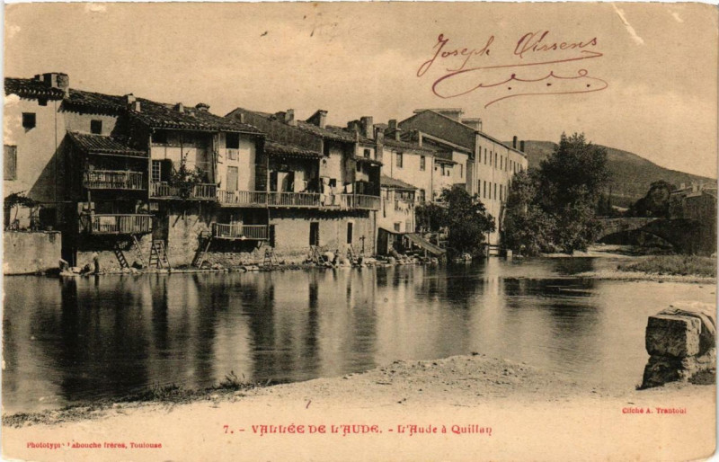 Carte postale ancienne Vallée de l'Aude l'Aude a Quiallan