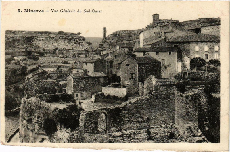 Carte postale ancienne Minerve Vue générale du Sud-Ouest