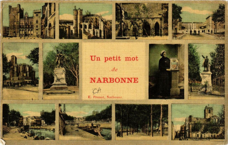 Carte postale ancienne Un petit mot de Narbonne à Narbonne