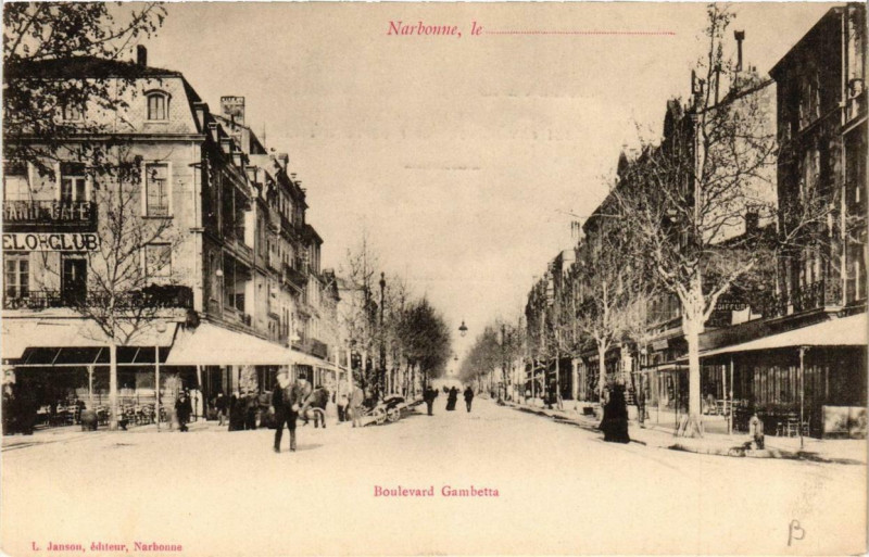 Carte postale ancienne Narbonne Boulevard Gambetta à Narbonne