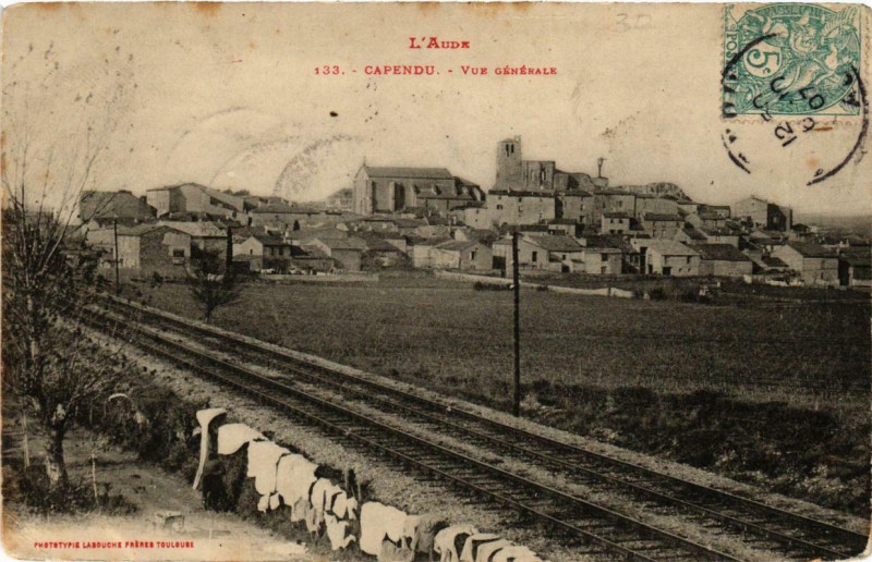 Carte postale ancienne L'Aude Capendu Vue générale à Capendu