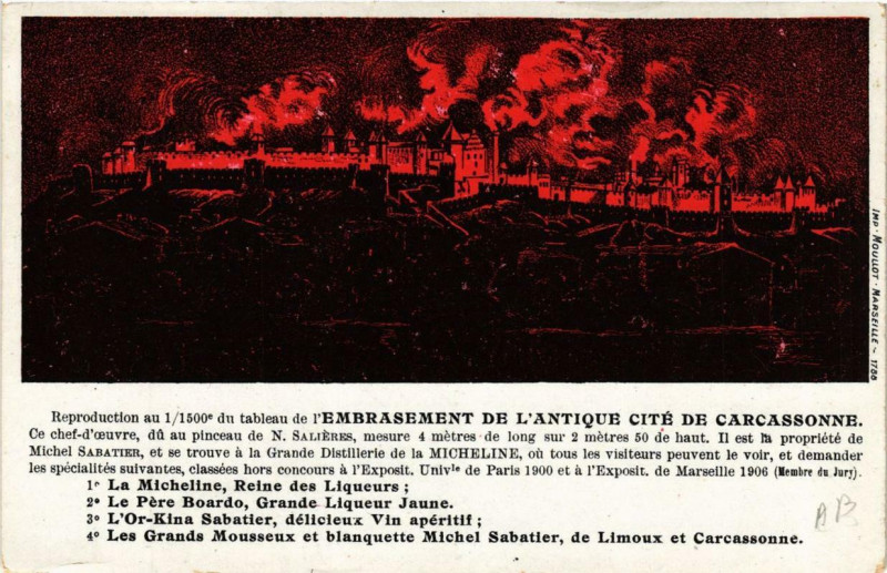 Carte postale ancienne Cite de Carcassonne l'Embrasement de l'Antique à Carcassonne