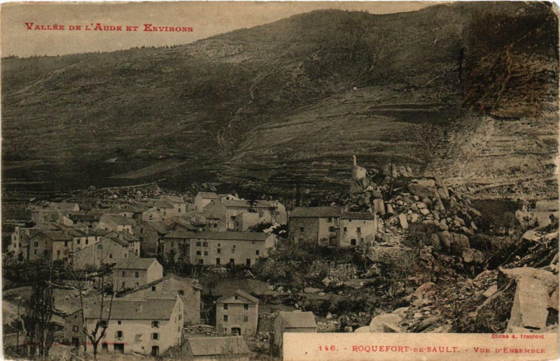 Carte postale ancienne Vallée de l'Aude et Env. Roquefort-de-Sault Vue d'Ensemble à Roquefort-de-Sault