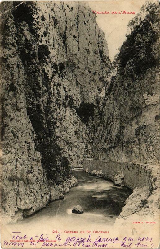 Carte postale ancienne Vallée de l'Aude Gorges de Saint-Georges
