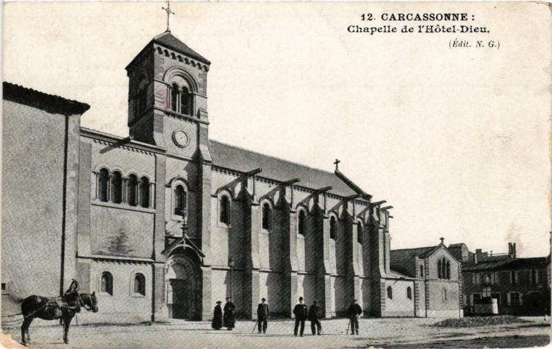 Carte postale ancienne Carcassonne Chapelle de l'Hotel-Dieu à Carcassonne