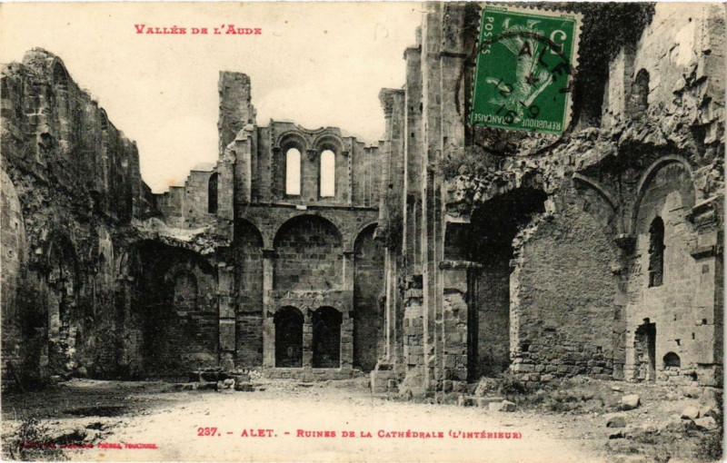 Carte postale ancienne Vallée de l'Aude Alet Ruines de le Cathédrale