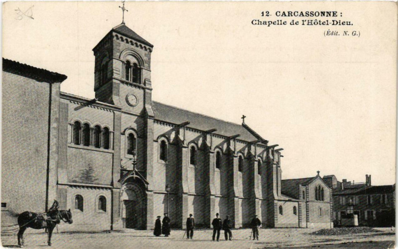 Carte postale ancienne Carcassonne Chapelle de l'Hotel-Dieu à Carcassonne