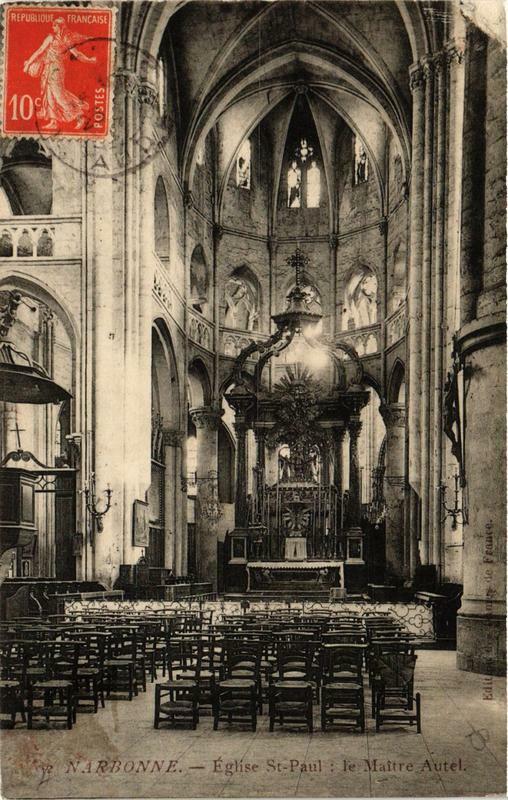 Carte postale ancienne Narbonne Eglise Saint-Paul: le Maitre Autel à Narbonne